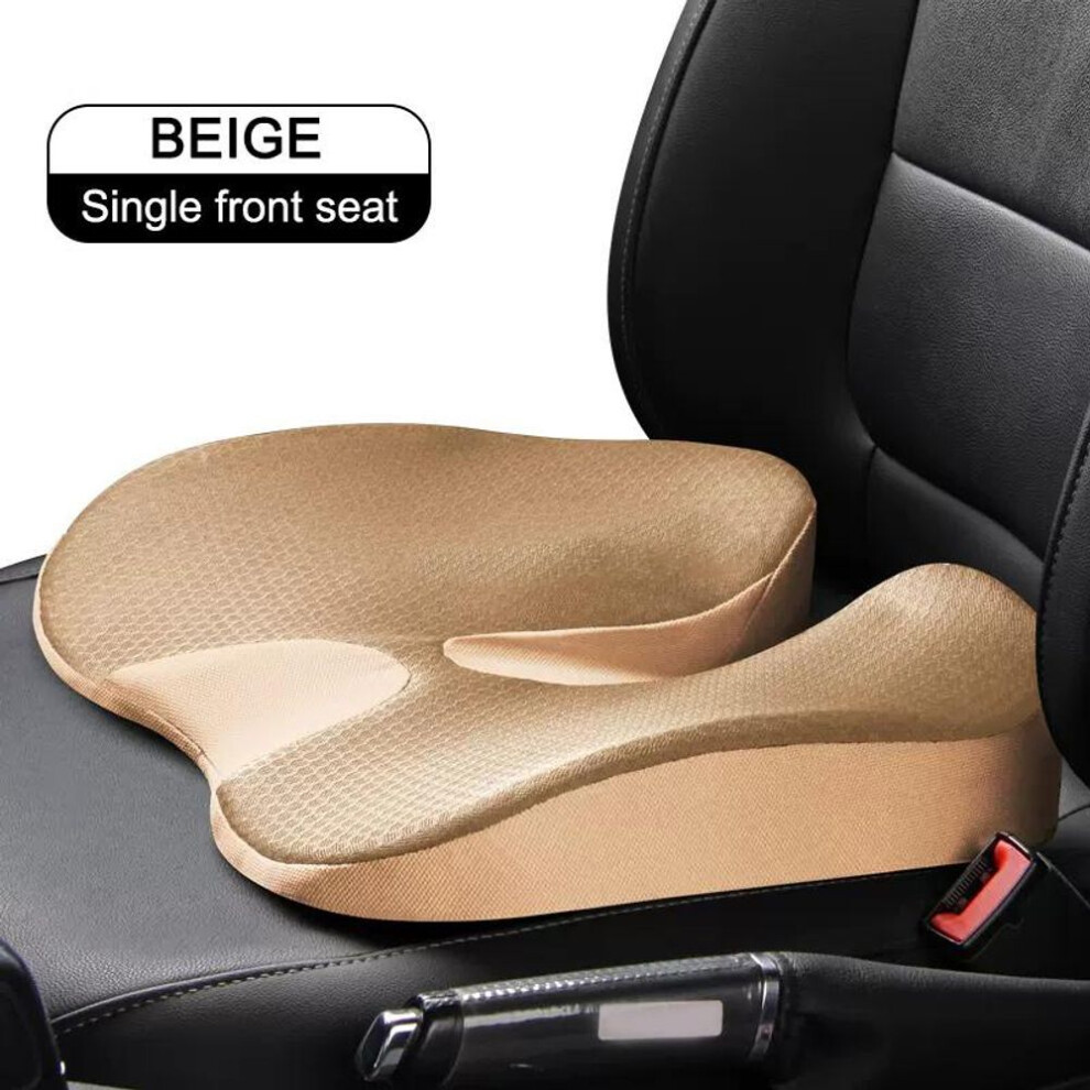 (beige, Single Front Seat) SEAMETAL Cushion Non-Slip Orthopedic Memory Foam Coccyx Cushion for Tailbone Sciatica Back Pain Relief Comfort Office Car Chair