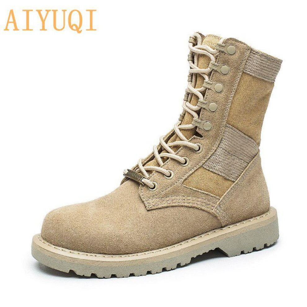 (as the picture, 40) Genuine Leather Women Boots Suitable for spring, autumn and winterwith Women&apos;s  Boot Outdoor Couple Safety Boots Wolf boots
