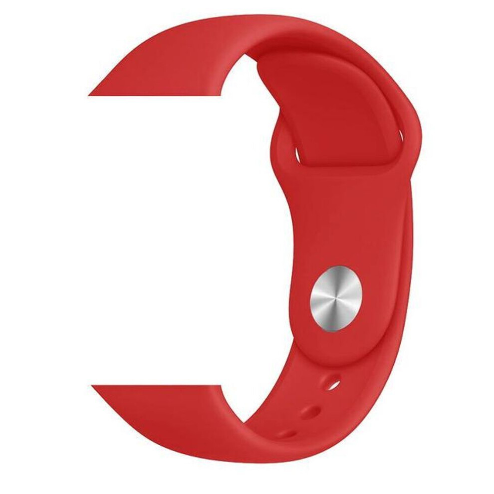 (Red, 42mm) Sports Band For Apple Watch 8 7 6 SE 5 4 3 38MM 42MM Bands Rubber Watchband Strap for Iwatch Series 2 1 40mm 44mm