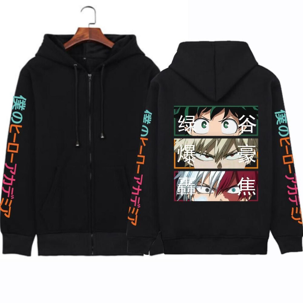 (black, L) Anime My Hero Academia Midoriya Izuku Bakugou Katsuki Todoroki Shoto Eyes Zipper hoodies Autumn Winter Streetwear zip up coat