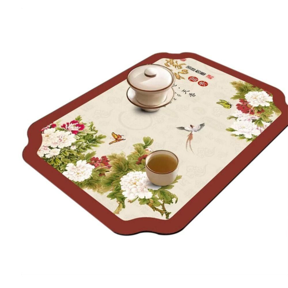 (L) Quickly Dry Diatom Mud Tableware Pad Absorbent Dish Drying Mat Quick Dry Drain Mat  Coffee Machine