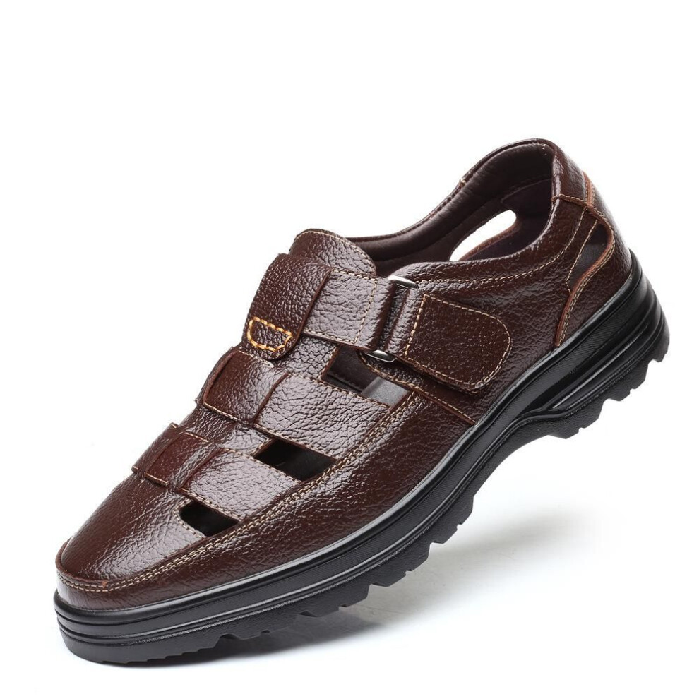 (brown, 43) Leather Men&apos;s Shoes Lace Up Breathable Formal Office For Man Flats Casual Dress Shoes Men