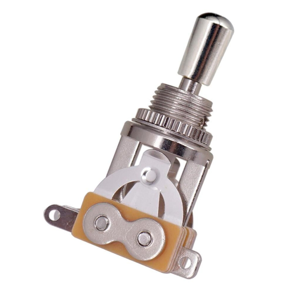(silver) 3 Way Short Straight Guitar Toggle Switch Pickup Selector with Brass Hat Compatible with Gibson Les