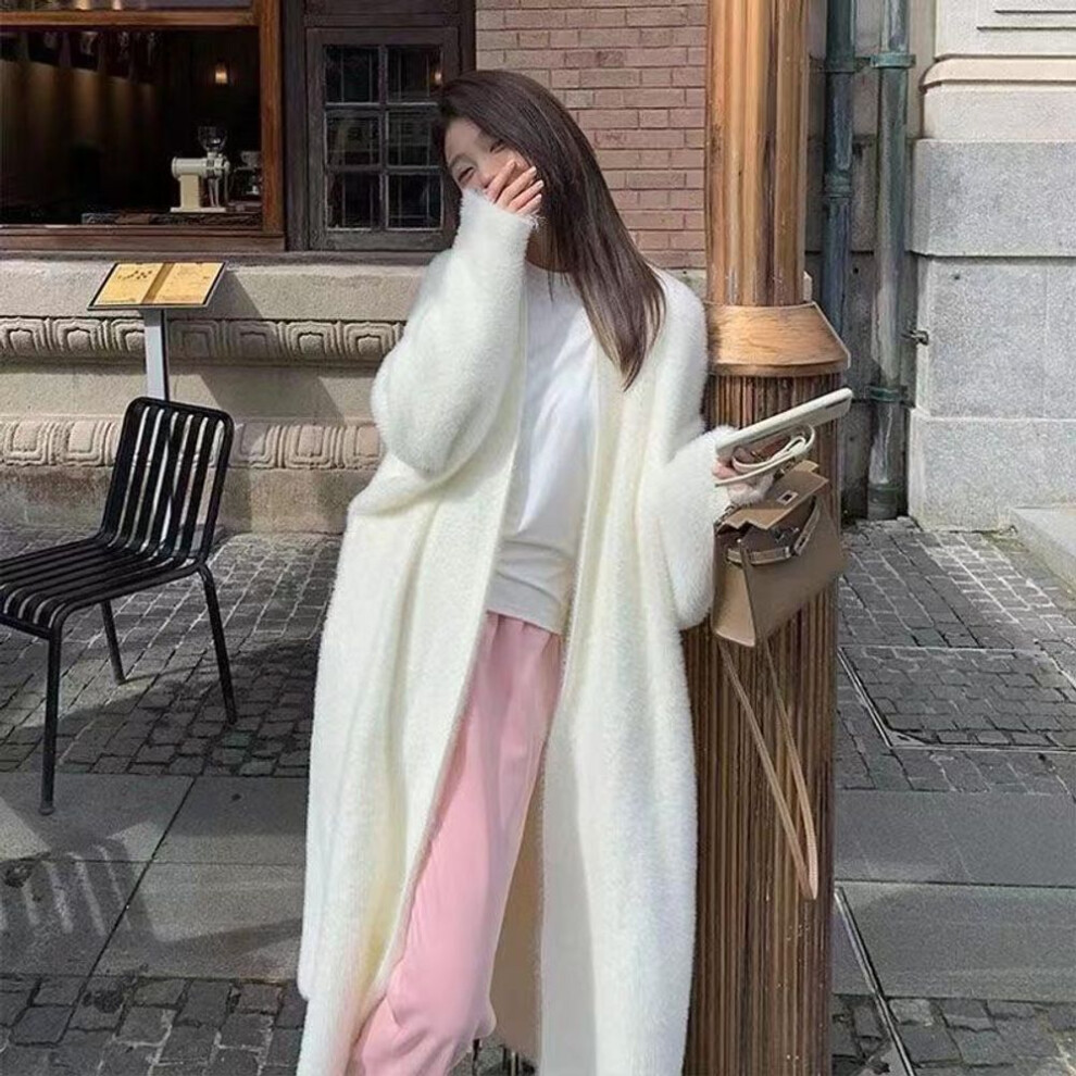 (white, One Size) Women&apos;s Foreign Style Sweater Women Loose Wear Lazy  Cardigan Female Coat Pure Desire Dress