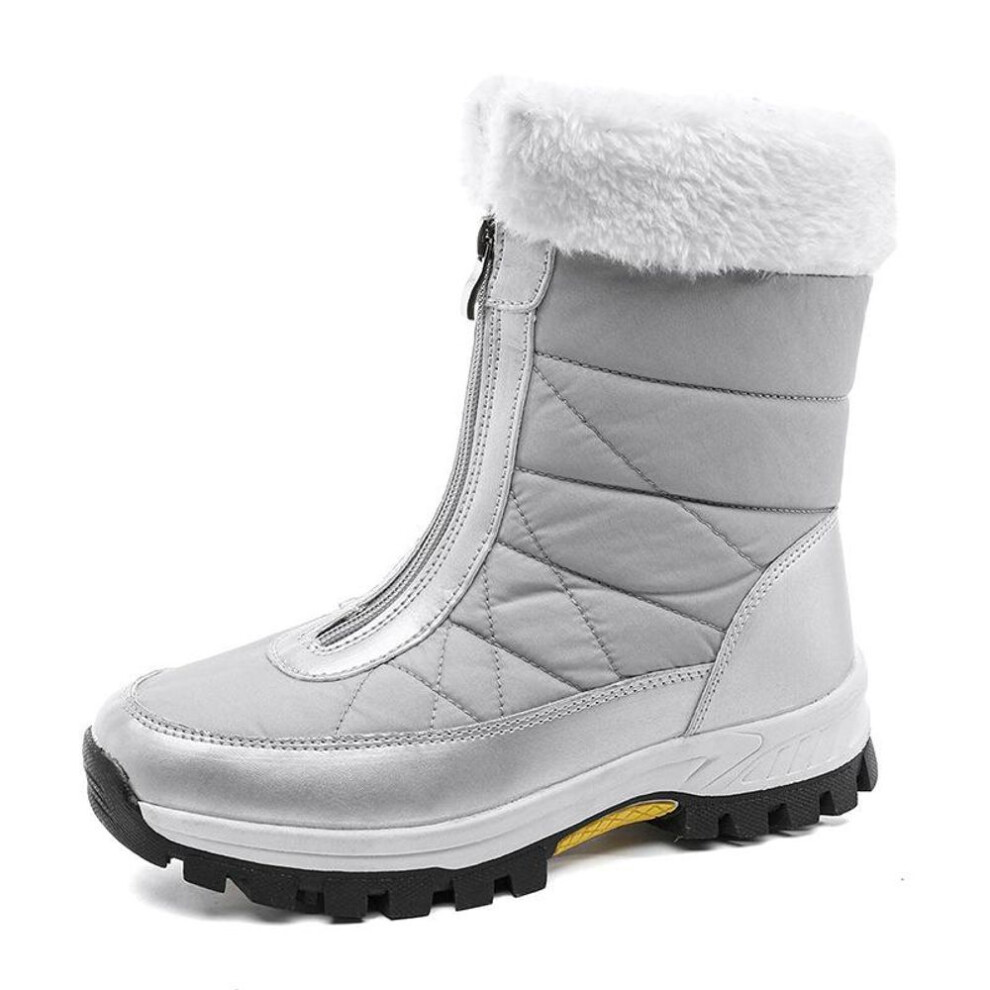 (light grey, 40) New Women&apos;s Snow Boots Thickened Casual Mid-tube Warm Casual Boots Non-slip Waterproof