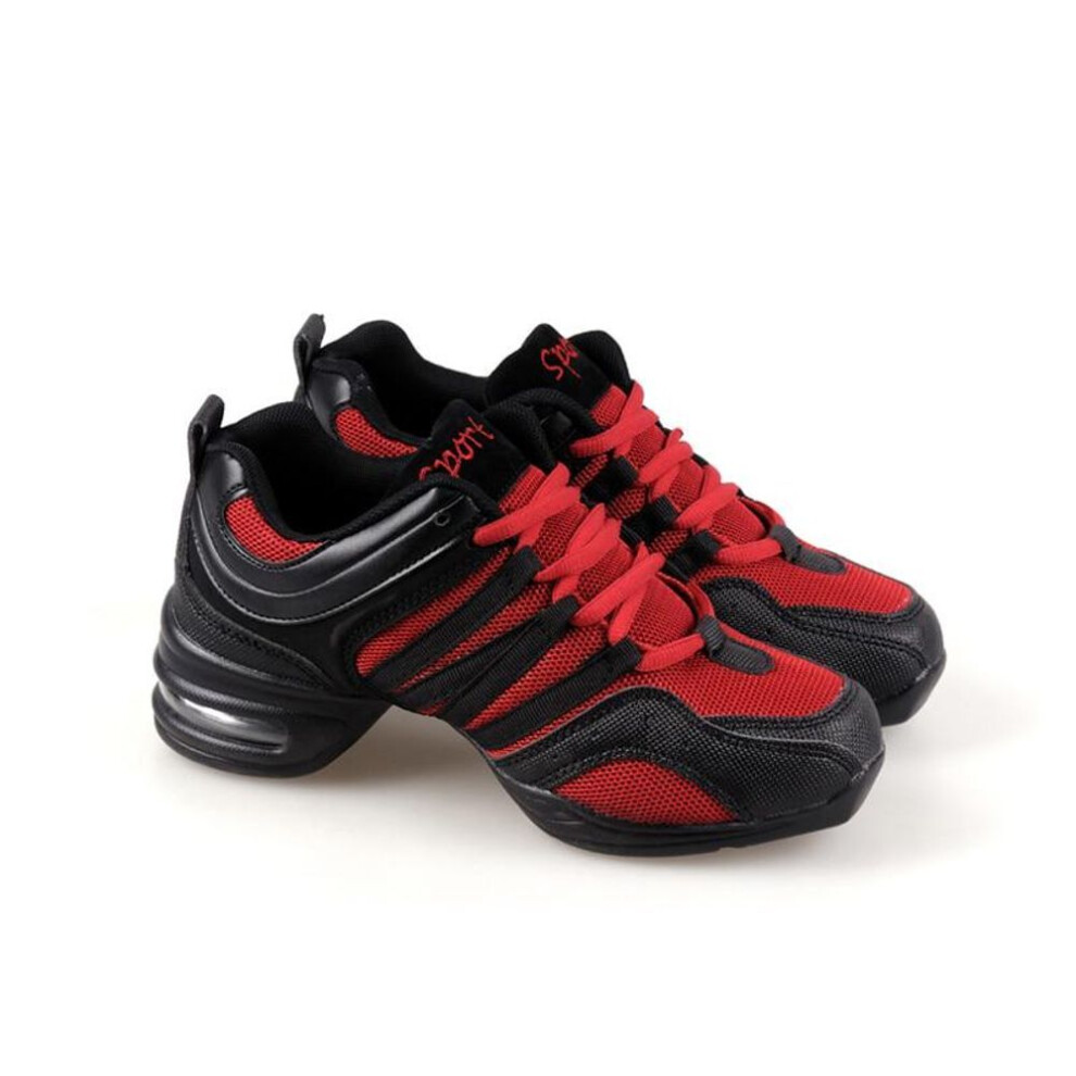 (black,red, 4) Soft Outsole Breath Dance Shoes Sneakers For Woman Practice Shoes Modern Dance Jazz Shoes Sneakers