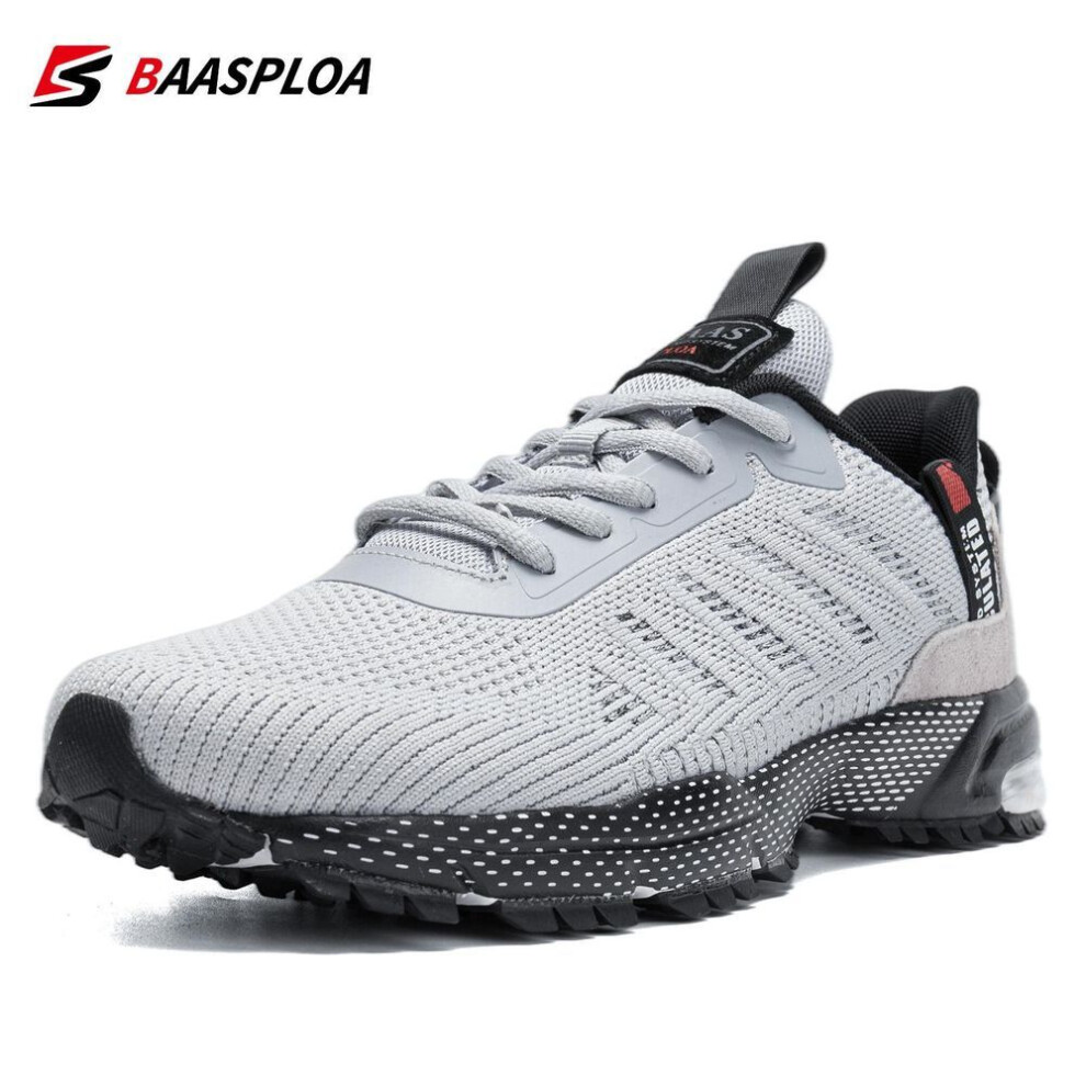 (light grey, 43) Baasploa Professional Running Shoes For Men Lightweight Men&apos;s Designer Mesh Sneakers Lace-Up Male Outdoor Sports Tennis Shoe