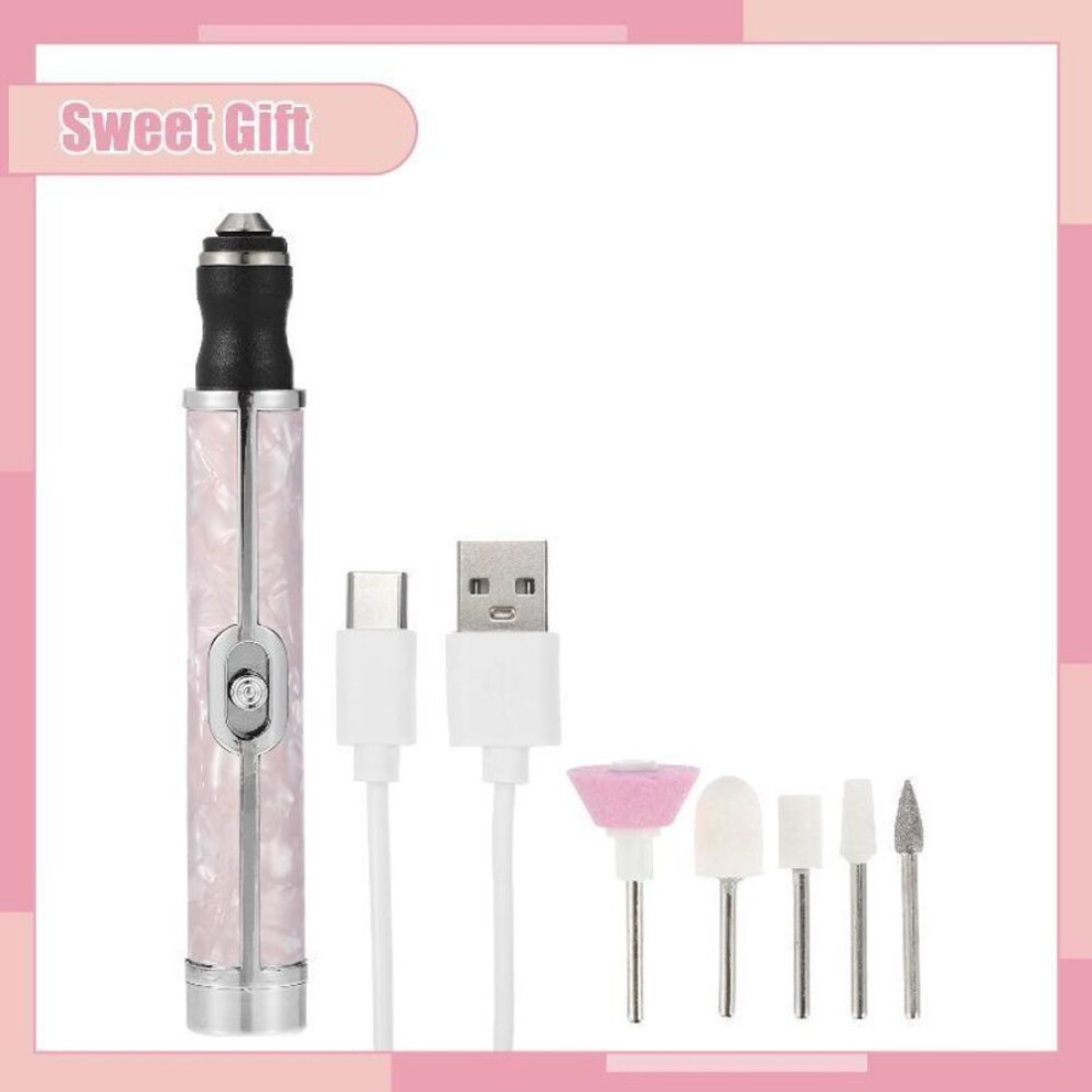 (Pink) Cordless Electric Nail Drill Kit Portable USB Rechargeable Electric Nail File Set Nail Drill Machine Manicure Pedicure Tools