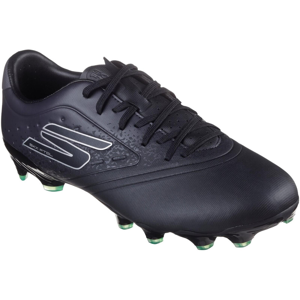 (6 UK, Black/Silver) Skechers Mens Razor 1.5 Academy Firm Ground Football Boots