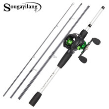 (Green, Right Handle) Sougayilang Fishing Rod & Reel Combo, 1 Set 6.5FT 4-10LB Portable Travel Fishing Rod with Baitcasting Fishing Reel Set for Bass