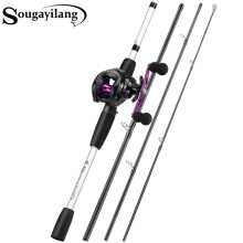 (White and Purple, Left Handle ) Sougayilang Fishing Rod & Reel Combo, 1 Set 6.5FT 4-10LB Portable Travel Fishing Rod with Baitcasting Fishing Reel Set for Bass