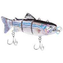 (Silver, one-size) Robotic Swimming Fishing Electric Lures, LED Light Wobbler, Multi Jointed Swimbaits Hard Lures, Fishing Tackle, Fishing Tools