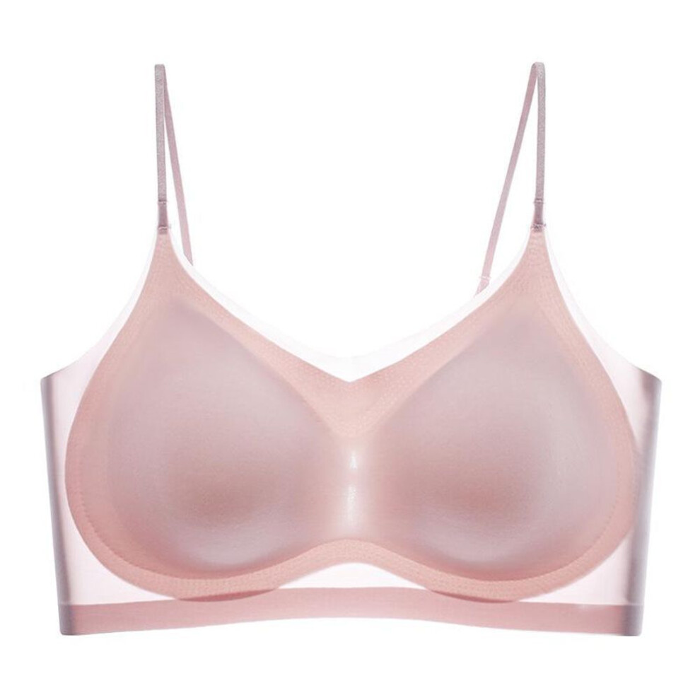 (pink, 2XL) Summer Ultra-thin Ice Silk Seamless Underwear for Women&apos;s Thin Breathable and Beautiful Back Sleep Bra