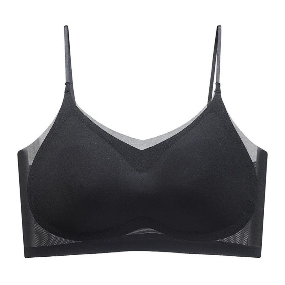 (black, 3XL) Summer Ultra-thin Ice Silk Seamless Underwear for Women&apos;s Thin Breathable and Beautiful Back Sleep Bra