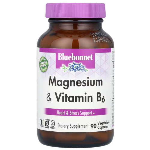 Bluebonnet Nutrition, Μαγνήσιο και Βιταμίνη Β6, 90 Φυτικά Πίλλοι