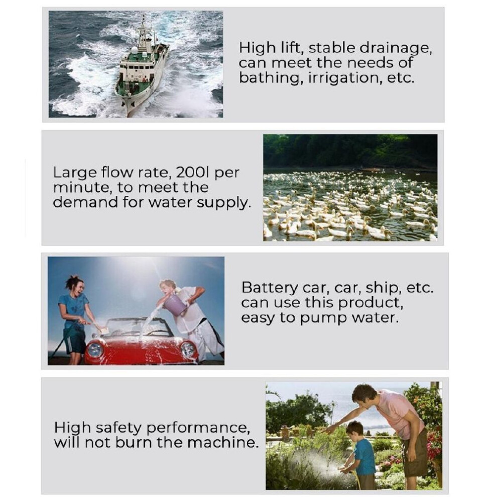 (DC 12V) 50W 4500L/H 5m DC 12V/24V Solar Water Pump Brushless Motor Water Circulation Submersible Pump Irrigation Fountain Fish Pond