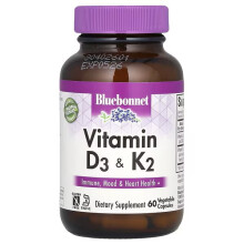 Bluebonnet Nutrition, Vitamin D3 & K2, 60 Zöldség Capsulák