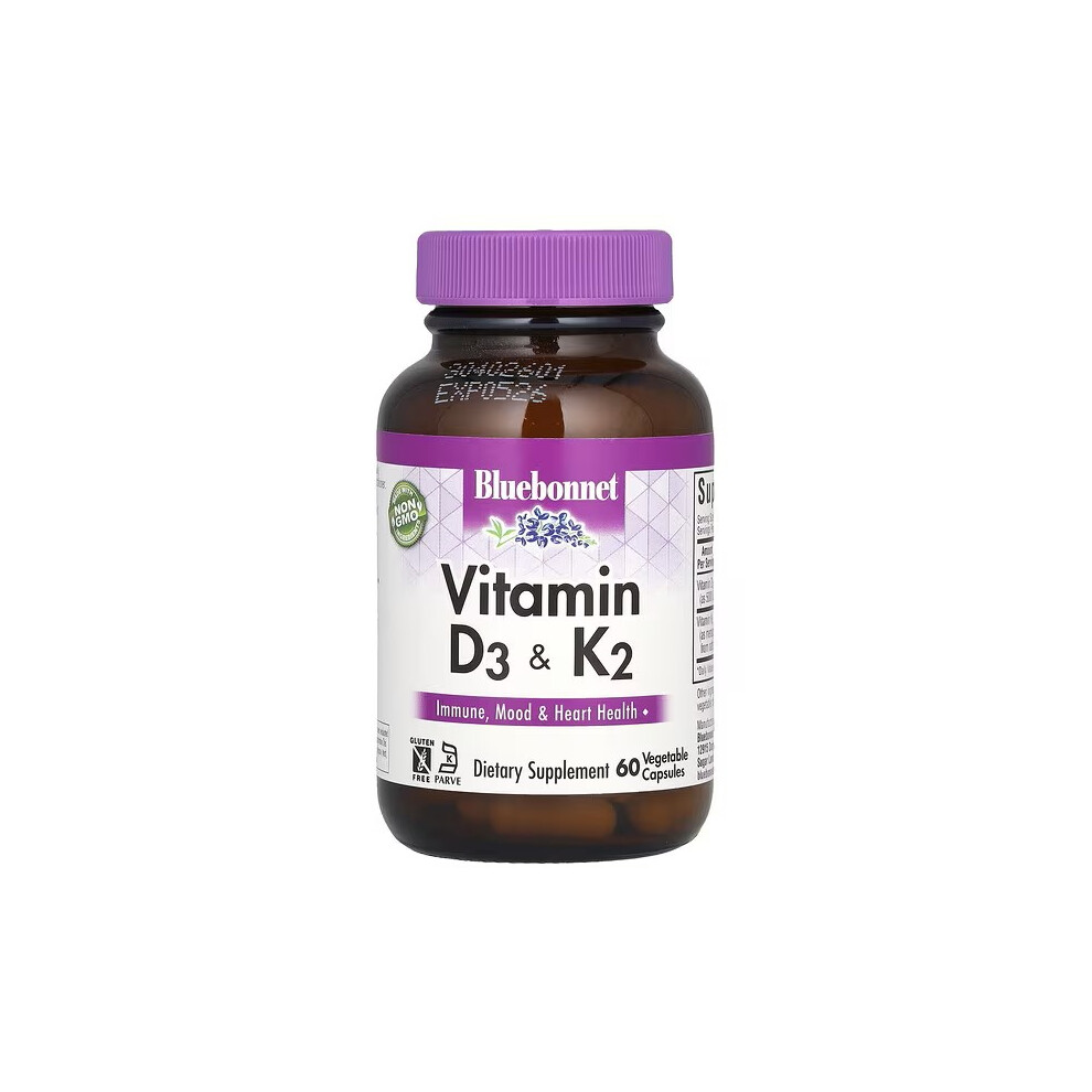 Bluebonnet Nutrition , Vitamin D3 & K2, 60 Vegetable Capsules