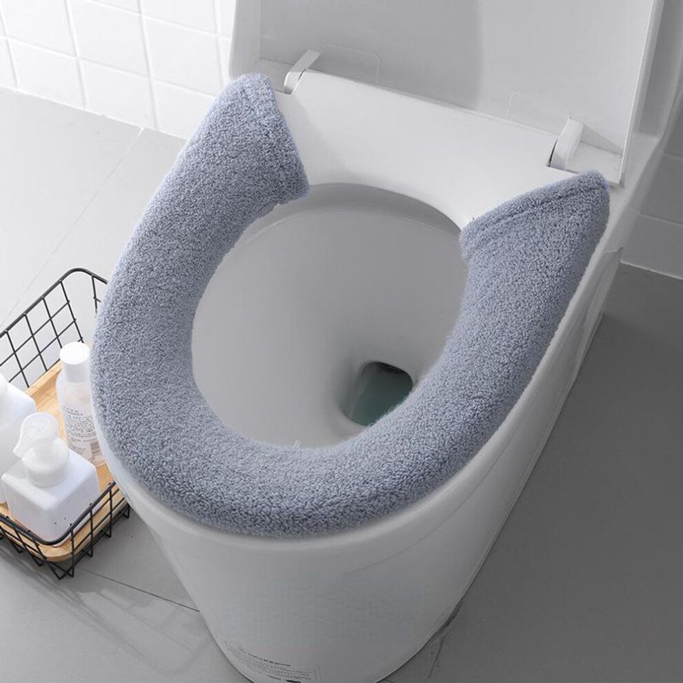 (Grey) Thickened Toilet Seat Cover Soft Toilet Seat Pad Universal Toilet Closestool Mat Bathroom Accessories