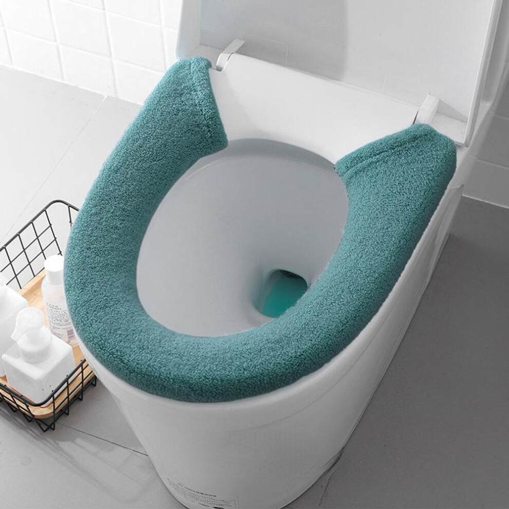 (Green) Thickened Toilet Seat Cover Soft Toilet Seat Pad Universal Toilet Closestool Mat Bathroom Accessories