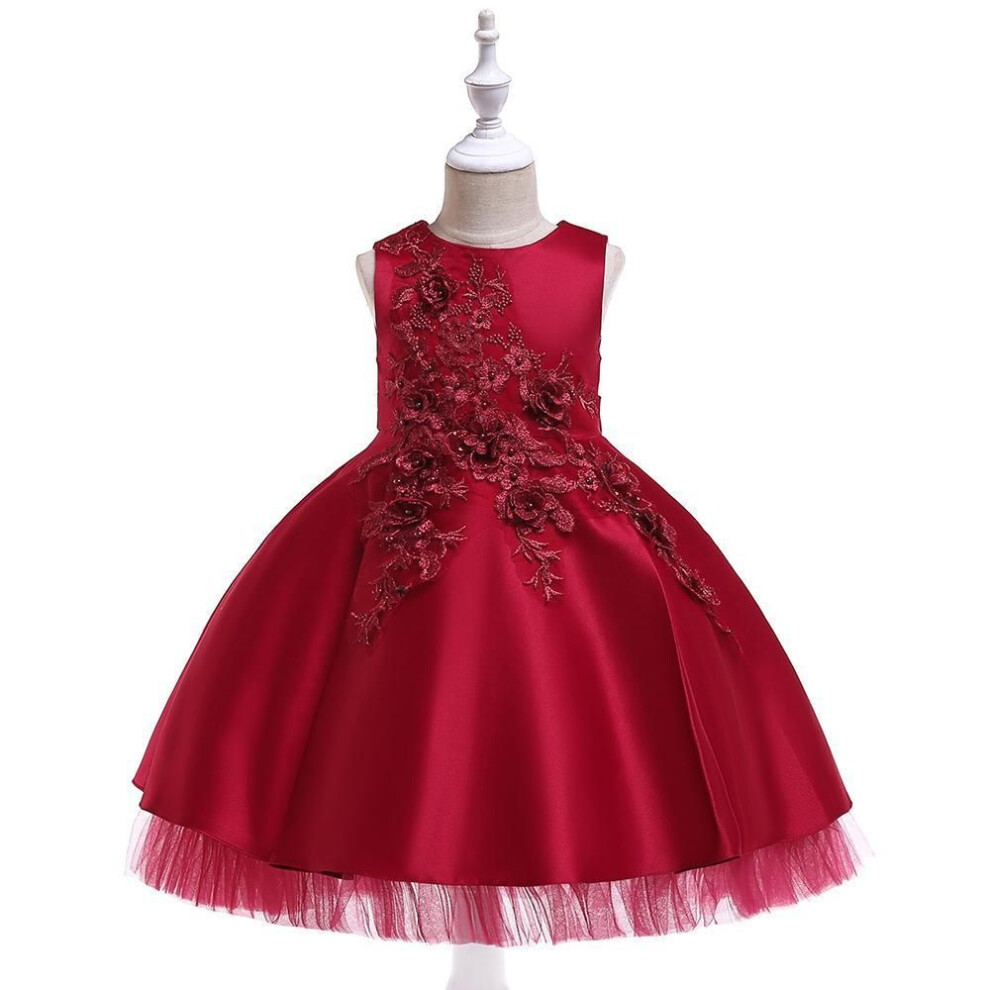 (maroon, 120) Birthday Dress For Baby Girls Halloween Party Dress NewBorn Christmas Red Clothing 6 8 Years Old Toddler Christening Gowns