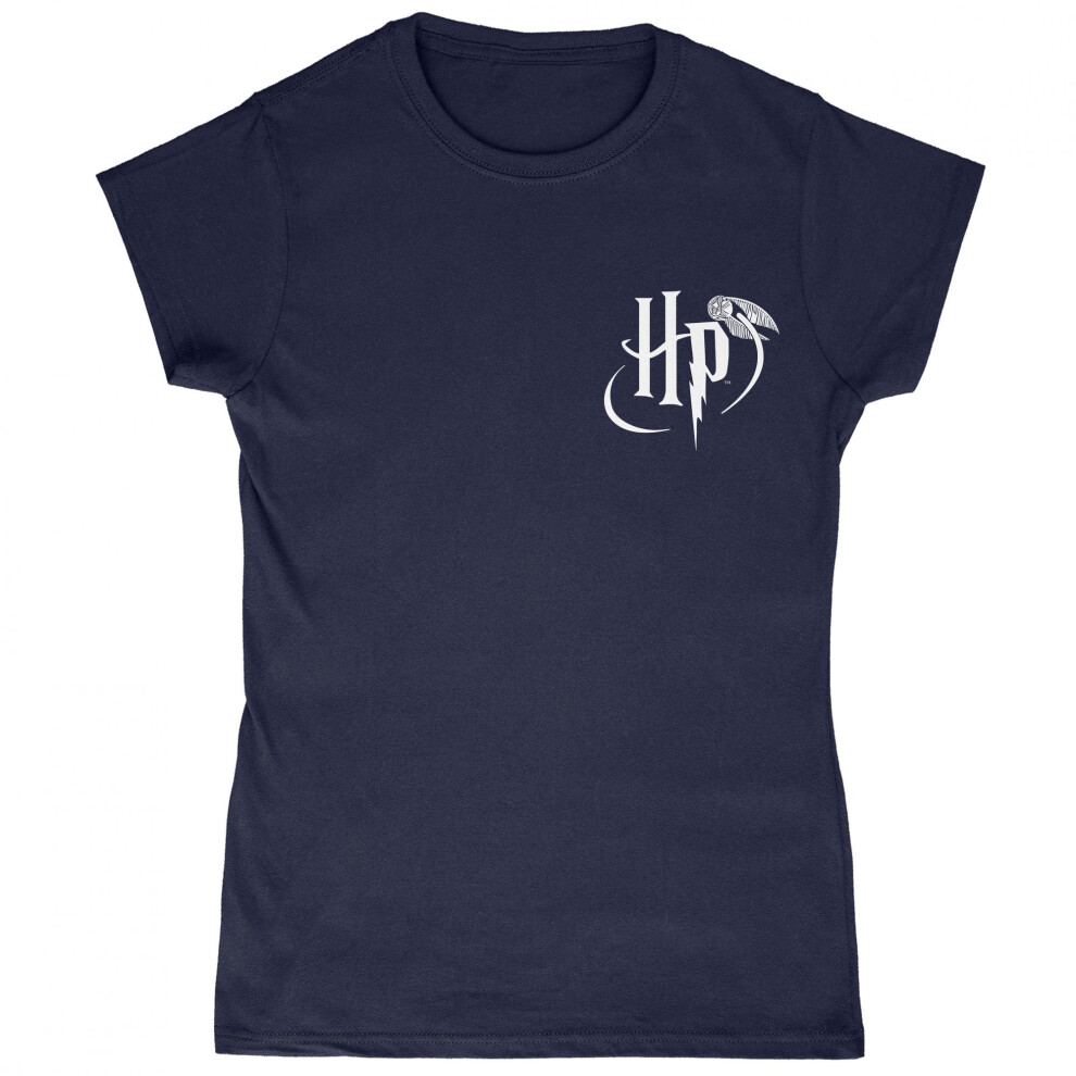 (M, Navy/White) Harry Potter Womens/Ladies Logo Pocket T-Shirt