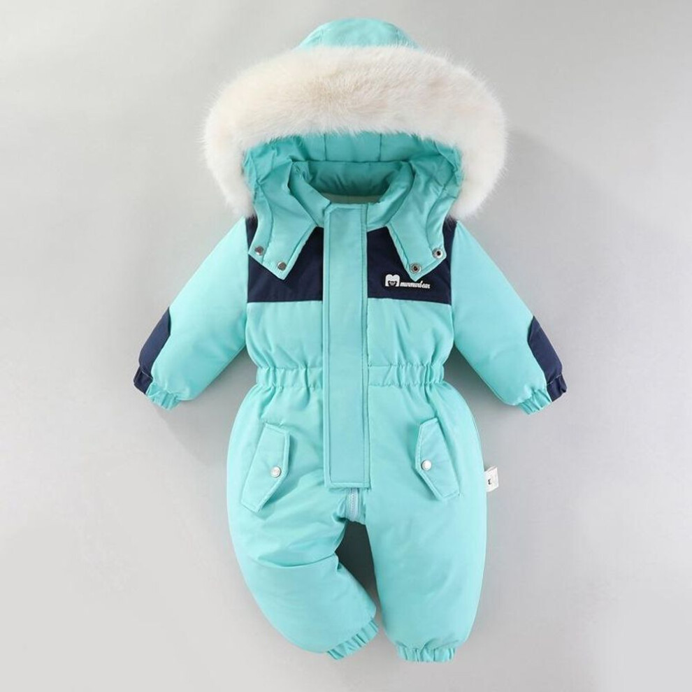 (green, 90cm) -30 Degree Winter Baby Ski Suit Jumpsuit Outwear Suits for Infants Baby Ski Suit Thick Baby Jumpsuit Waterproof Hooded for Girls Boys