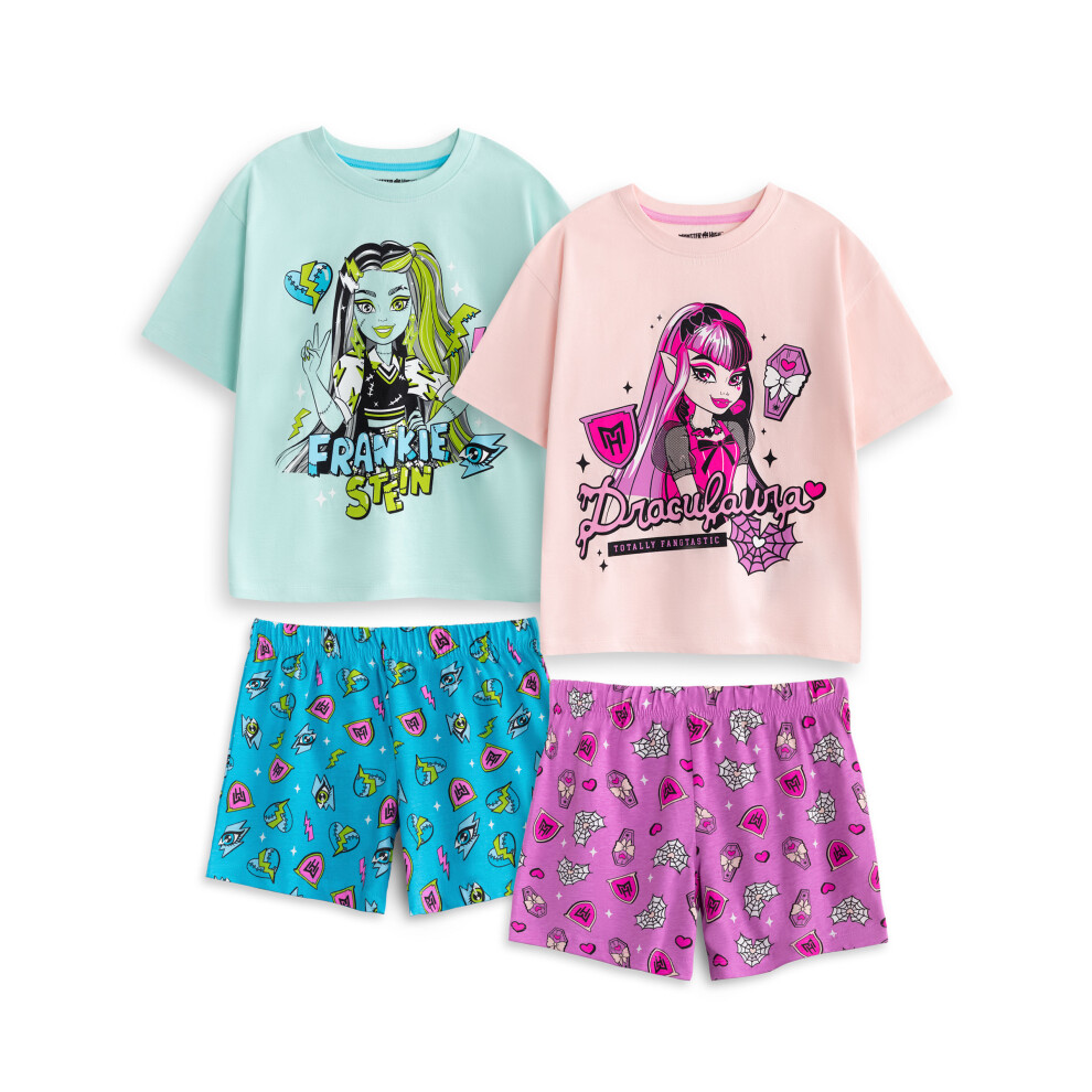 (11-12 Years) Monster High Multi-Pack of 2 Short Sleeve Short Leg Pyjama Set (Girls Multicoloured)