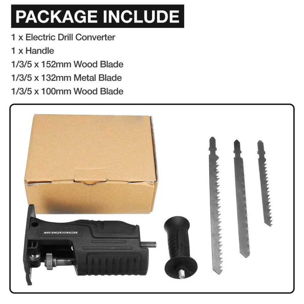 (black, with 3 blades) Portable Electric Saw Adapter with Drill Conversion