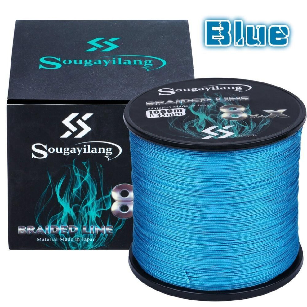 (blue, 1000m-0.26mm-15.9kg) Fishing Line 300M/500M/1000M 3 Color Braided Fishing Lines 9-Strands PE Spinning Fishing Reel Braided Line