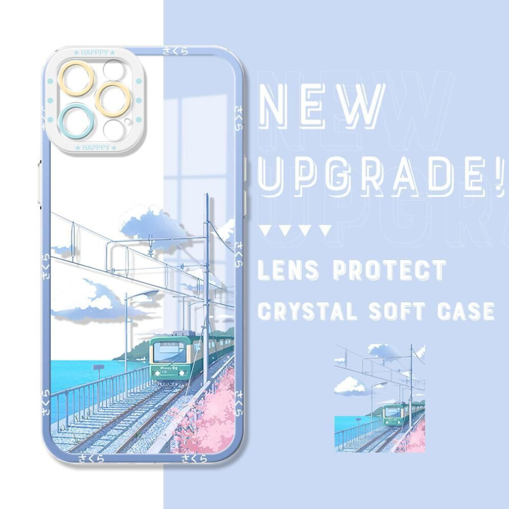 (as the picture, iPhone 11) Shockproof Cartoon Pattern Soft Phone Case Full Cover Camera Transparent Protection Case for Huawei Honor iPhone Samsung Xiaomi Redmi OPPO Realme Vivo