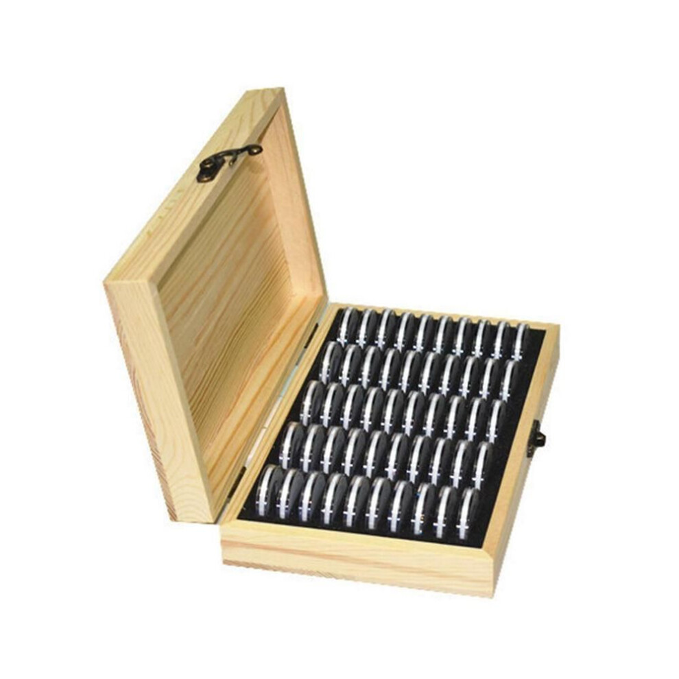 (21.5*13.5*4.5CM) 50pcs Round coins holders wooden storage box container display case