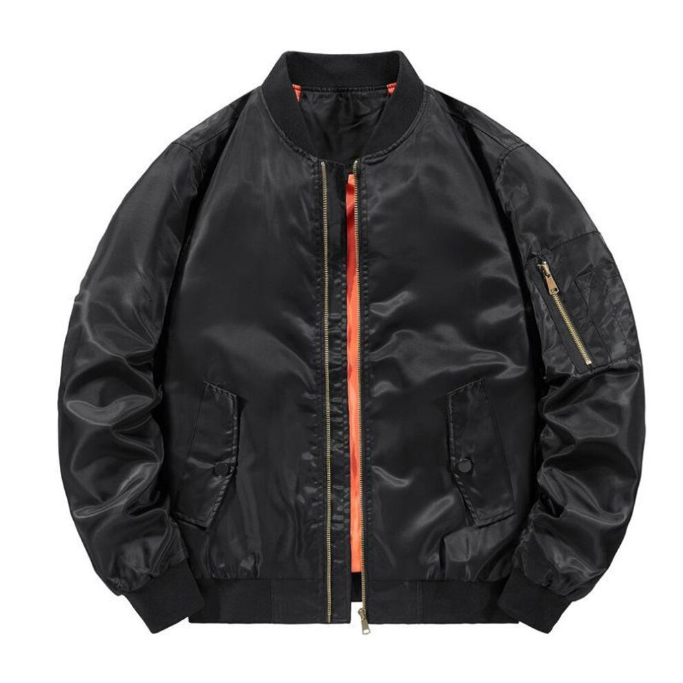 (black, XL) New Spring and Autumn Collar Jacket Men&apos;s Aviator Jacket Casual Fashion Jacket
