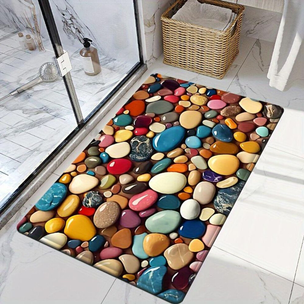 (160*200cm) 1Pcs Pebble Pattern Soft Kitchen Rug Anti-Fatigue Kitchen Rug Waterproof Non-Slip Rugs Set Runner Rug Bedside Rug Absorbent Carpet For Kitchen