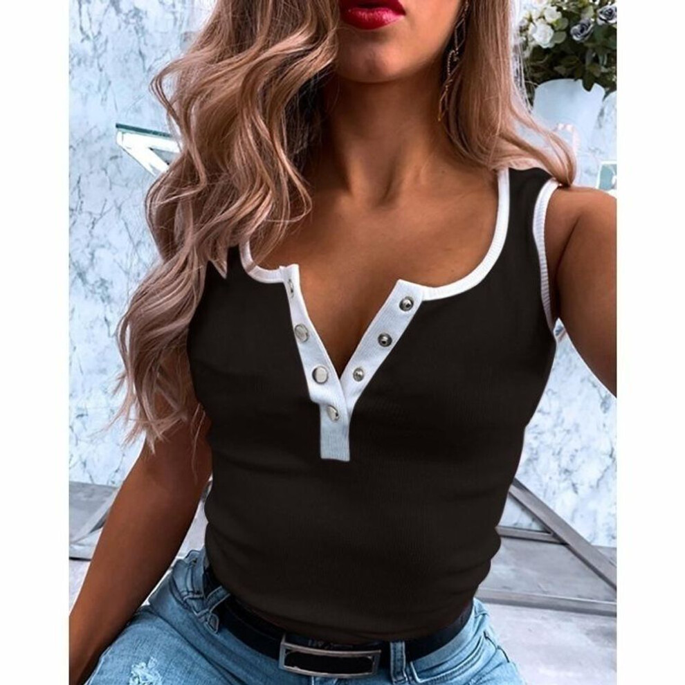 (black, XXXXXL) Women&apos;s Fashion V Neck Cotton Shirts Casual Tops  Pullover T-shirt Ladies Beach Vest Plus Size Sleeveless Blouse Tank Tops
