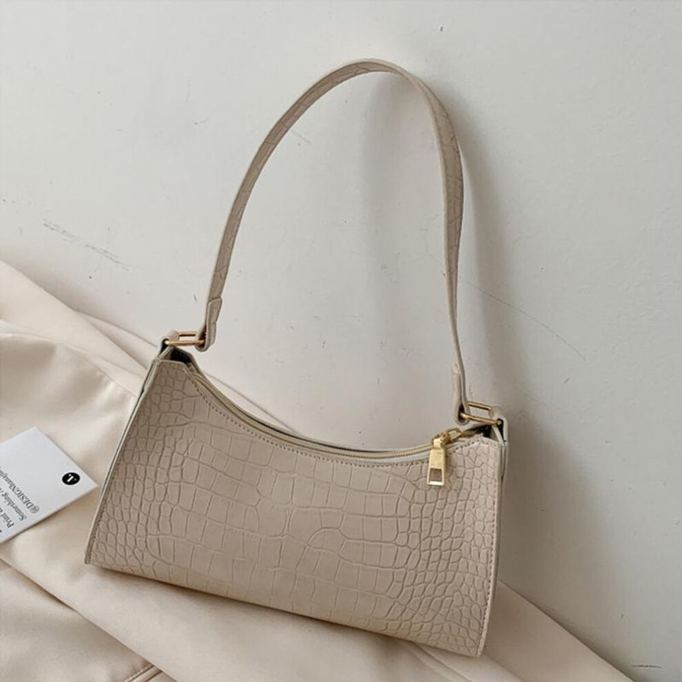 (white, 24x7x15cm) Yogodlns Retro Crocodile Pattern Shoulder Bag For Women PU Leather Armpit Bag France Bag Casual Female Handbags Advanced Totes