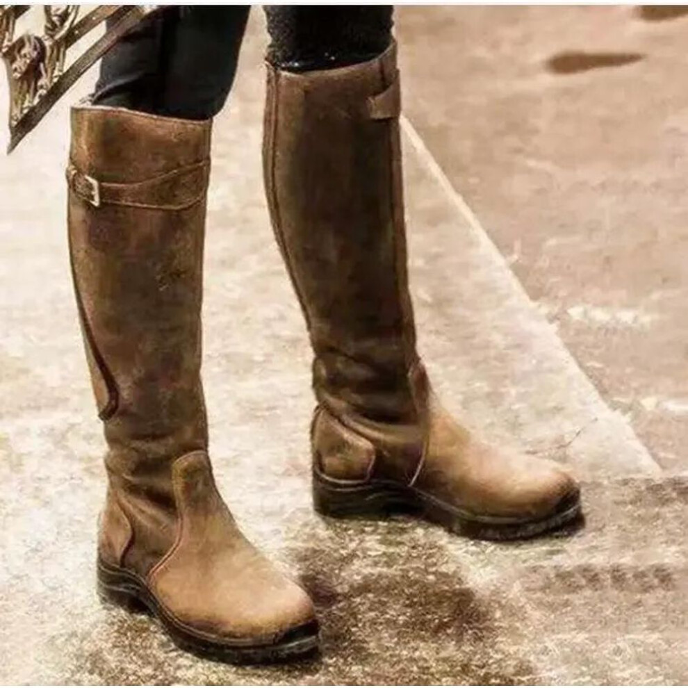 (yellow, 36) Western Fashion  Women Boots Winter Knee High Heels Quality Suede Long Comfort Square Botines Mujer Thigh High Boot Botasd45