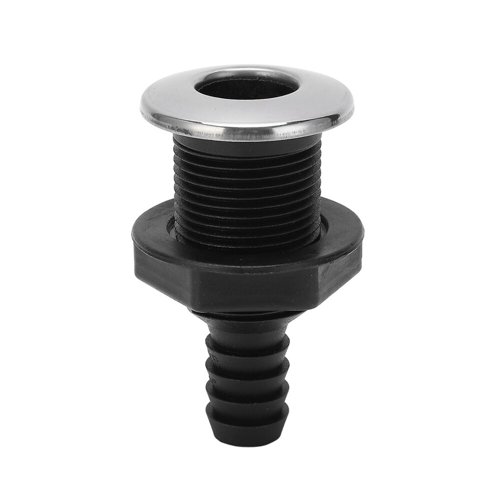 Kikidex (As Show, One Size) Boat 3/4In Through Hull Scupper Drain Straight Black With Stainless Steel 316 Cover For Yachts Ships