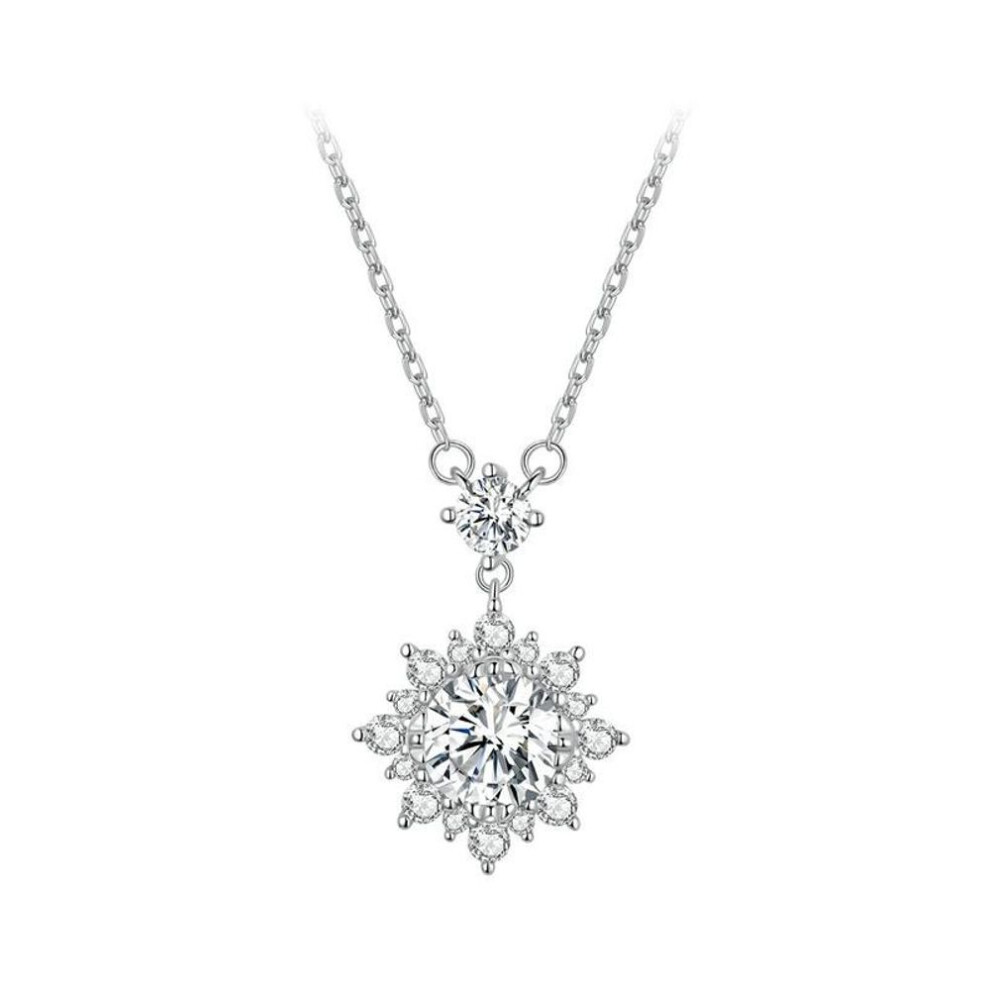 (925 silver) BAMOER 0.5CT Sparkling Moissanite Pendant Necklace for Women Wedding Anniversary Gift 925 Sterling Silver Fine Jewelry
