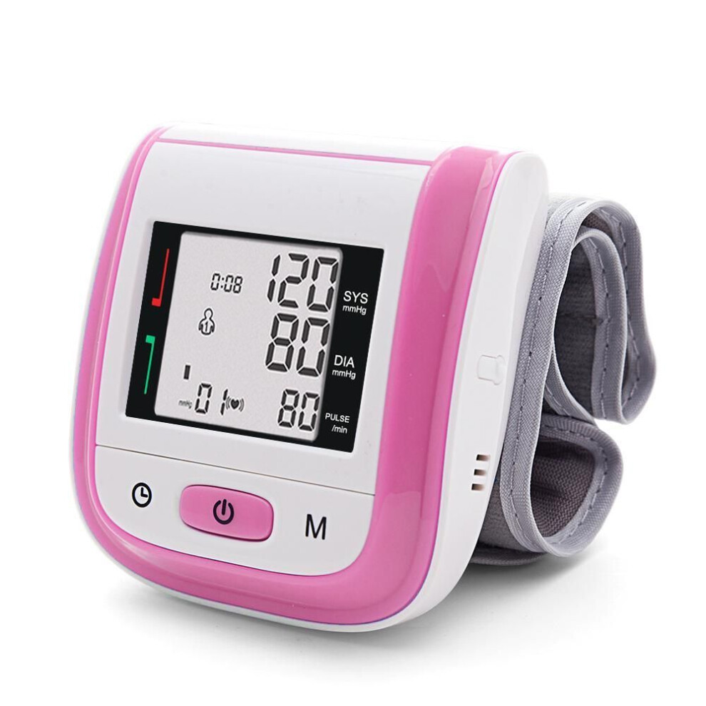 (pink) Yongrow Automatic Wrist Blood Pressure Monitor with Digital LCD Display & Adjustable Wrist Cuff