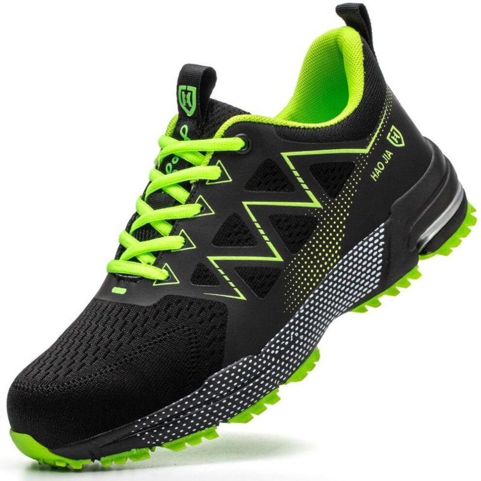 (green, 43) Men&apos;s Protective Work Shoes Safety Shoes Anti-Smash Lightweight Breathable Work Sneakers Steel Toe Indestructible Shoes Male Protective Shoes