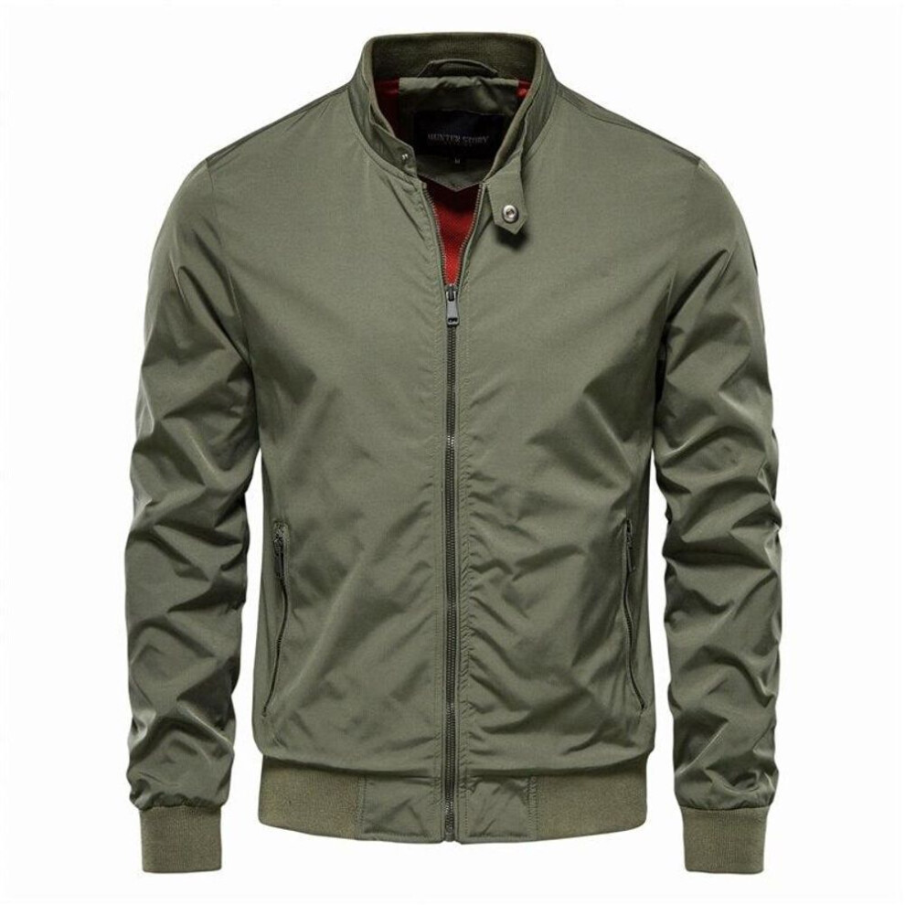 (green, Asia M 50-55kg) AIOPESON New Autumn Solid Color Baseball Jacket Men Casual Stand Collar Fashion Quality Slim Fit Bomber Jackets For Men