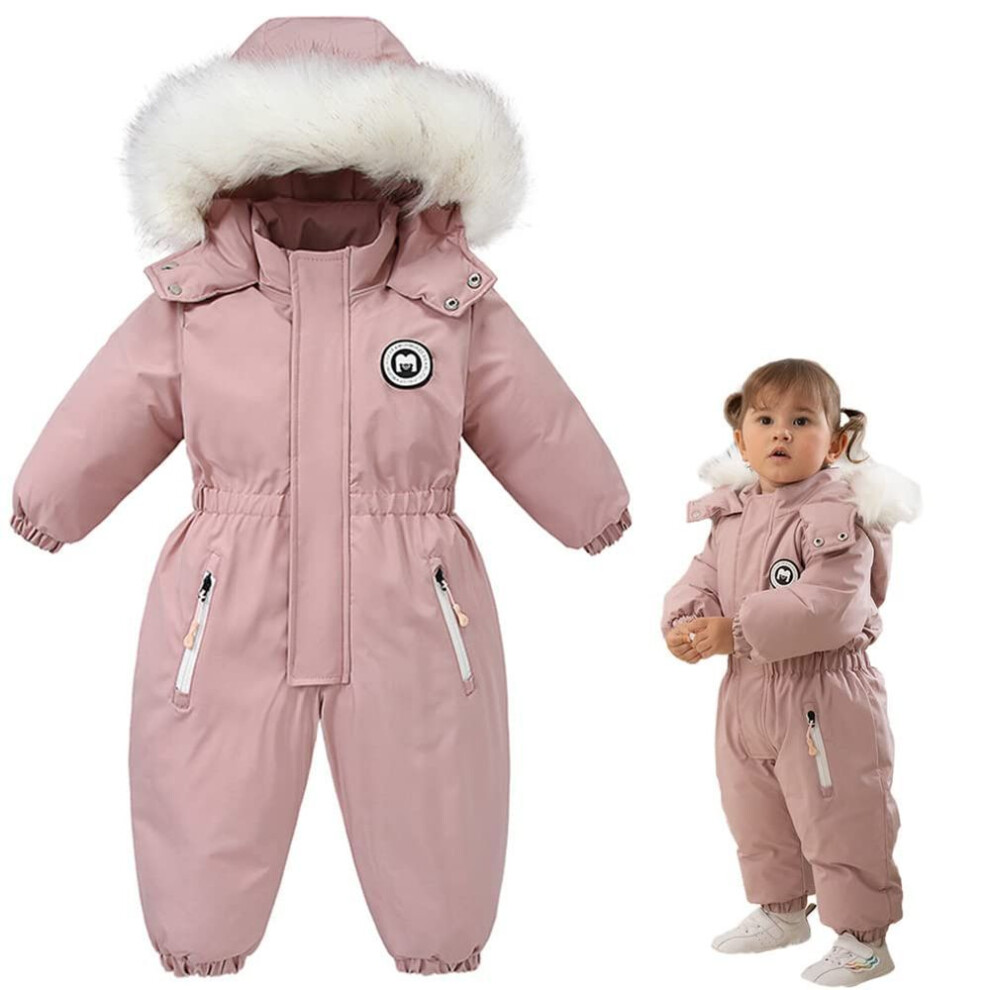 (pink, 100cm) Winter Baby Clothes Thicken Warm Snowsuits for Baby Girl Boy Hooded Jackets Waterproof Ski Suits Kids Coats Outerwear 2 3 4 5 Years