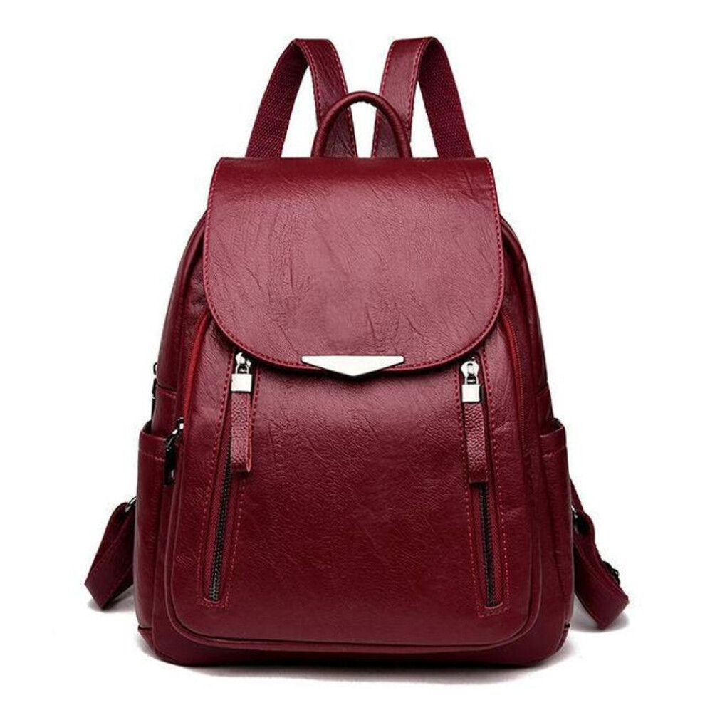 (wine red, 25*9*28cm) Yogodlns Women Leather Backpacks High Quality Female Vintage Backpack For Girls School Bag Travel Bagpack Ladies Sac A Dos Back Pack