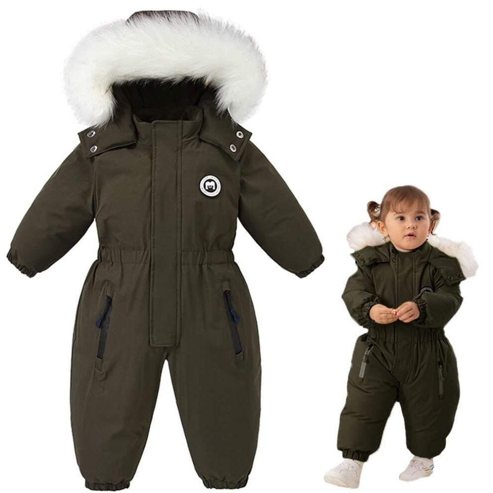 (green, 100cm) Winter Baby Clothes Thicken Warm Snowsuits for Baby Girl Boy Hooded Jackets Waterproof Ski Suits Kids Coats Outerwear 2 3 4 5 Years
