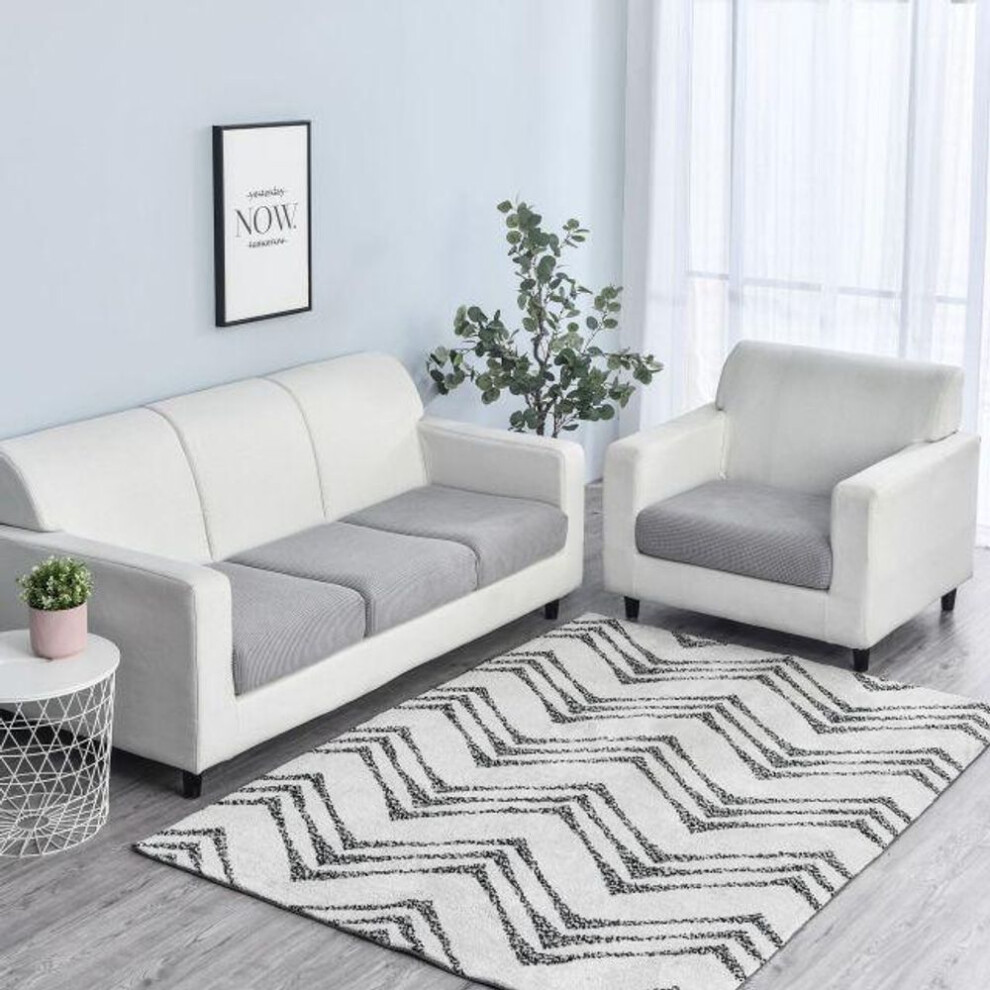 (light grey, Enlarge Size-4 seat) Sofa Seat Cushion Cover Elastic Furniture Sofa Protector Polar Fleece Plush Case for Sofa 1/2/3 Seater Chair Sofas Cover Stretch