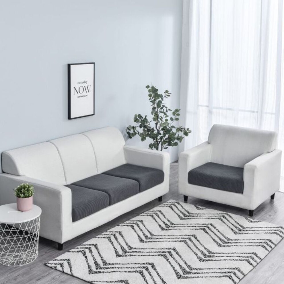 (gray, Enlarge Size-2 seat) Sofa Seat Cushion Cover Elastic Furniture Sofa Protector Polar Fleece Plush Case for Sofa 1/2/3 Seater Chair Sofas Cover Stretch