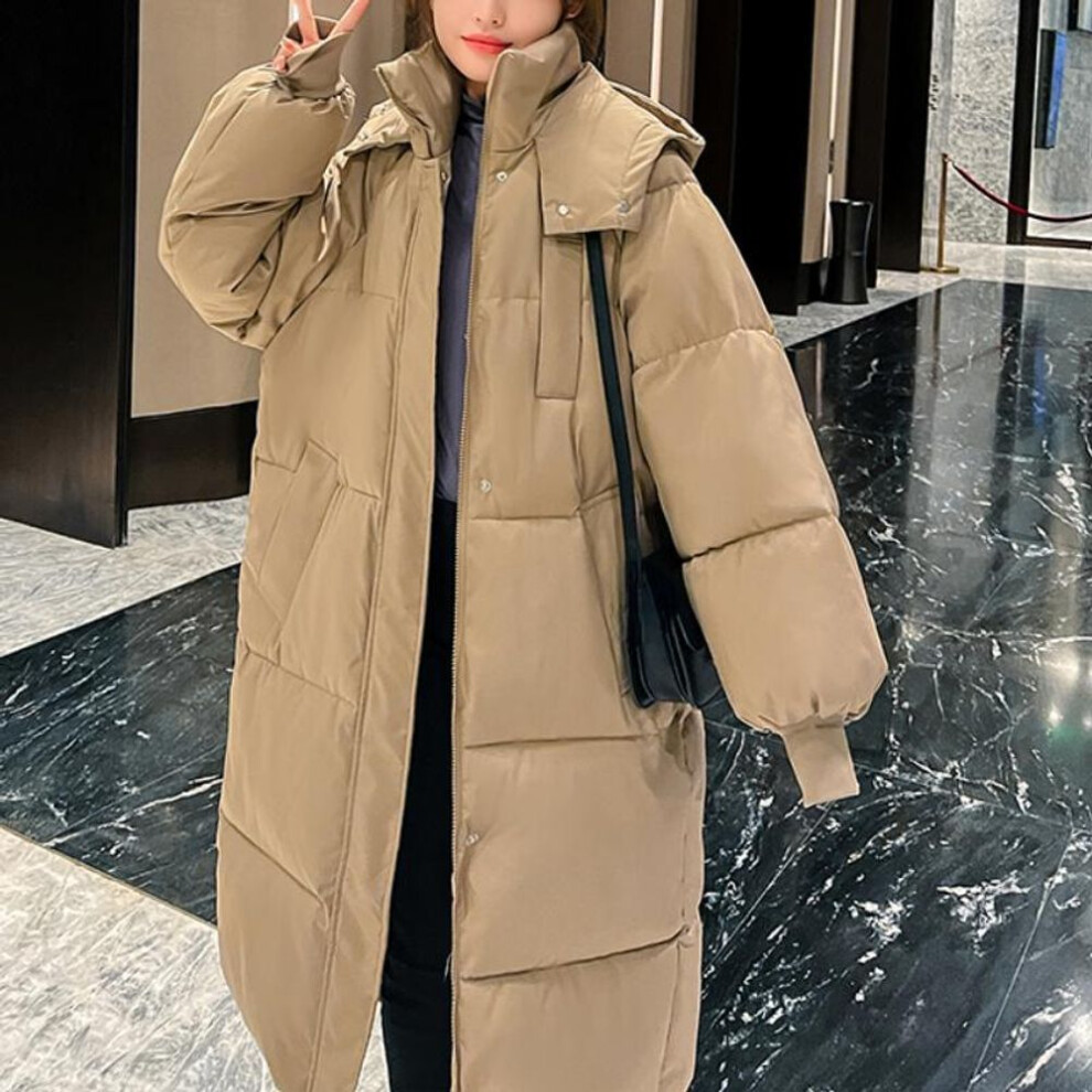(tan, M) New Winter and Autumn Women White Duck Down Hoodies Puffer Jackets Coats Warm Windproof Black White Coats