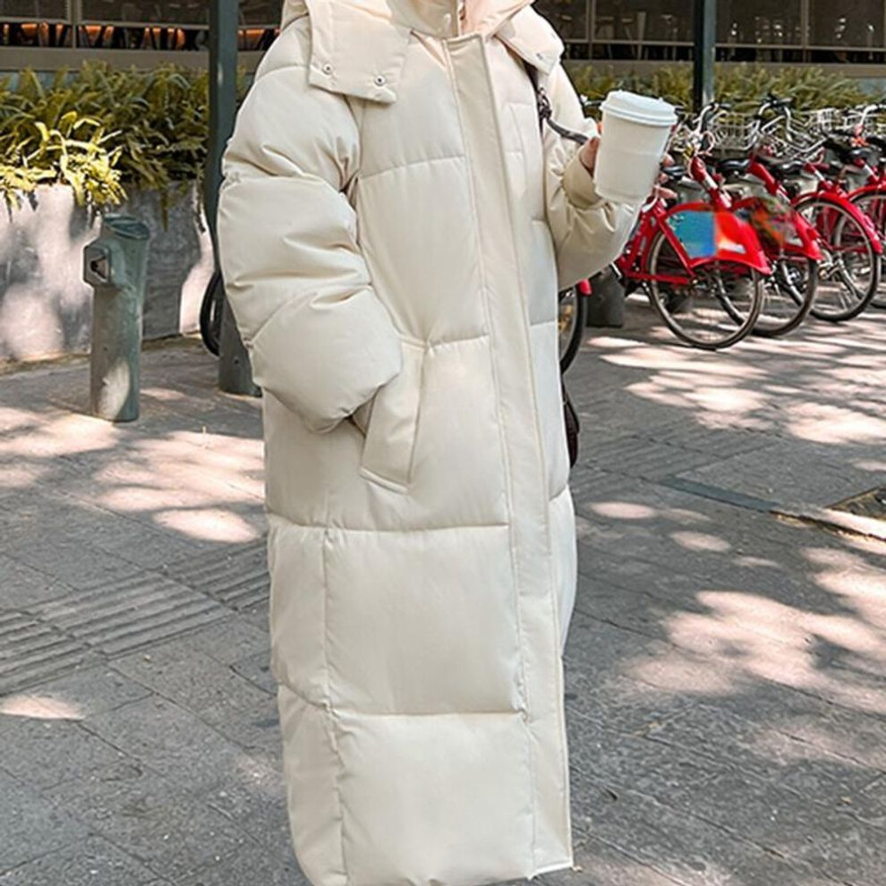 (ivory, L) New Winter and Autumn Women White Duck Down Hoodies Puffer Jackets Coats Warm Windproof Black White Coats