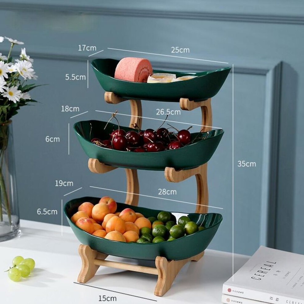(green, L) 2021 New Fruit Tray Living Room Coffee Table Creative Modern Household Ornaments Multilayer Nordic Online Celebrity Light Luxury Plastic Snack Tray